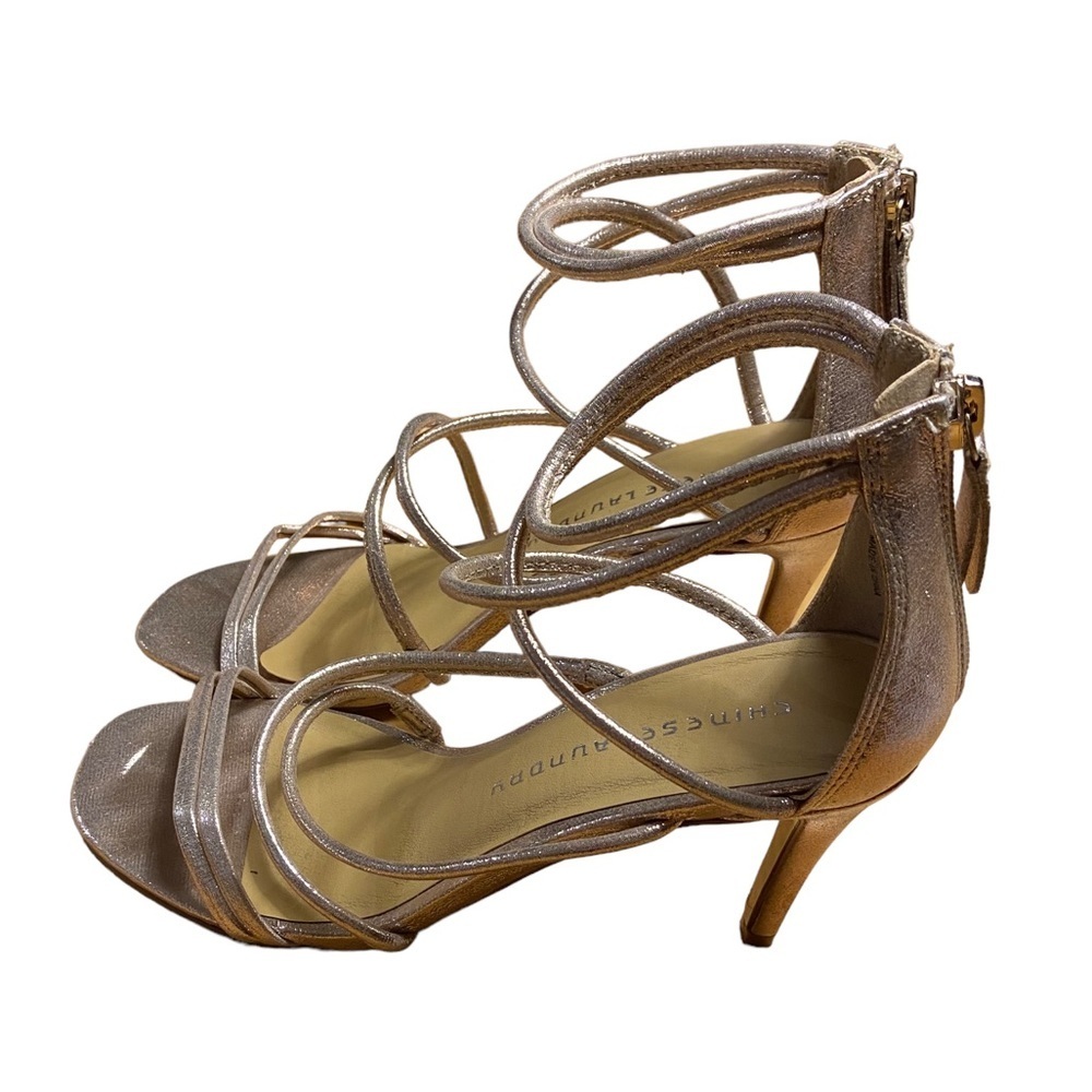 Chinese Laundry GOLD sparkly Metallic Strappy wrap prom Heels Size 8M